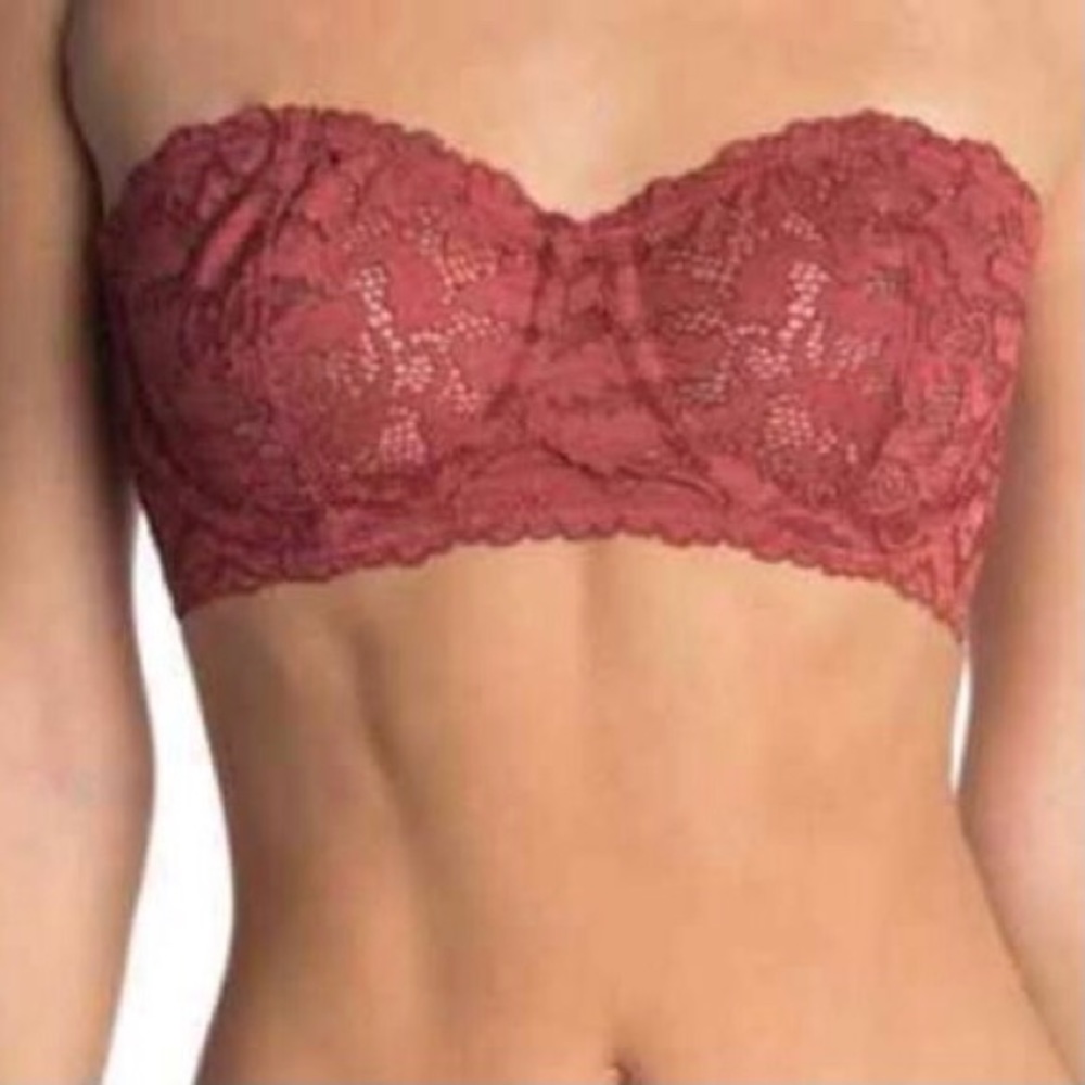 FREE PEOPLE Lace Bra Love Letters Convertible Straps Strapless Halter Red NWT